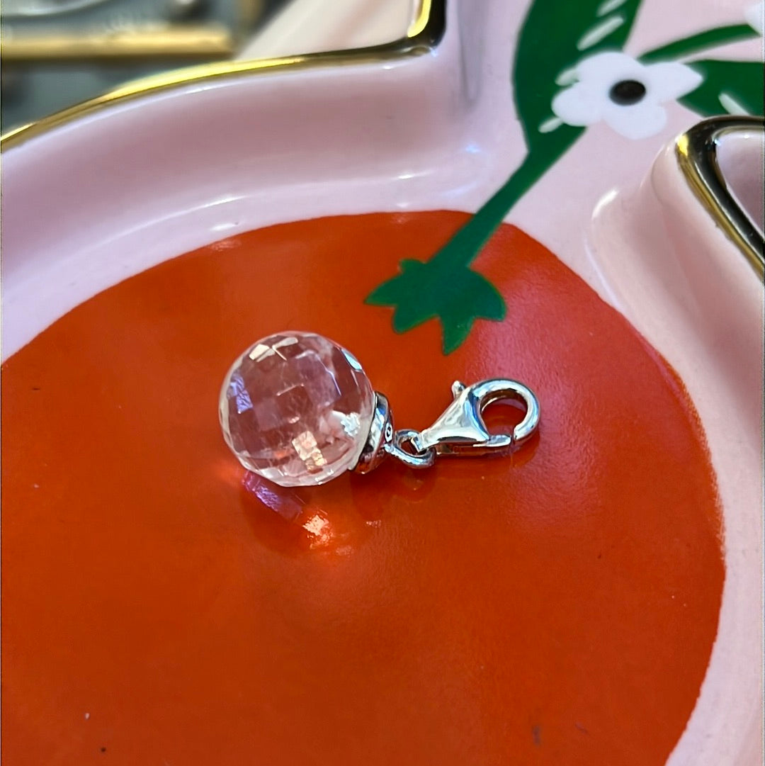 Genuine Thomas Sabo Sterling Silver Dangle Clear Faceted Glass Ball Charm