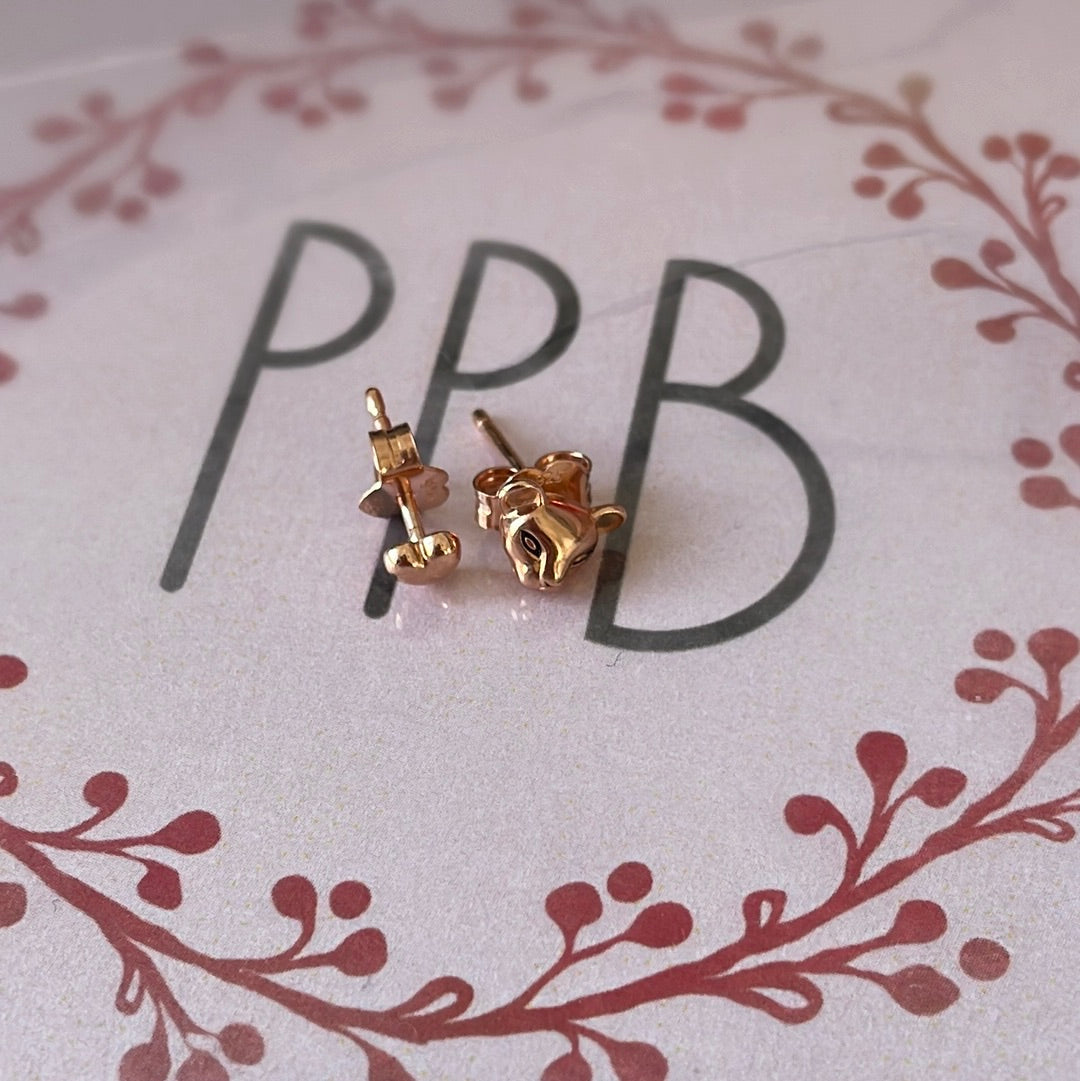 Genuine Pandora Rose Gold Heart and Lioness Stud Earrings