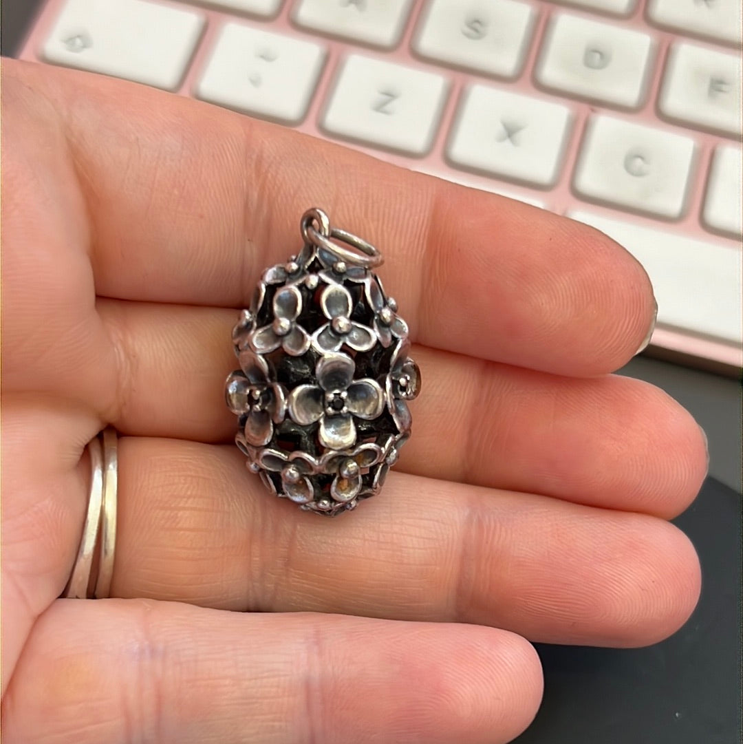 Genuine Pandora HTF Rare Wanda's Garden Flower Cage Black Crystal Pendant Necklace with 90cm Chain