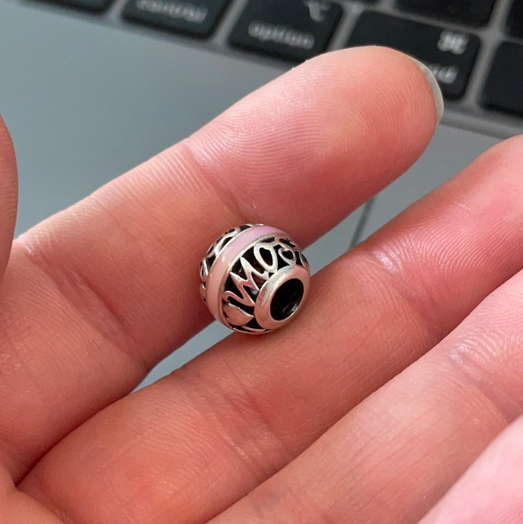 Genuine Pandora I Love You Most Purple Enamel Openwork Charm