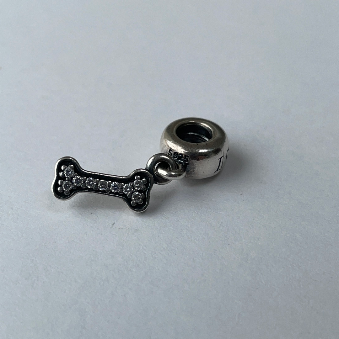 Genuine Pandora I Love My Dog Pave Bone Dangle Charm
