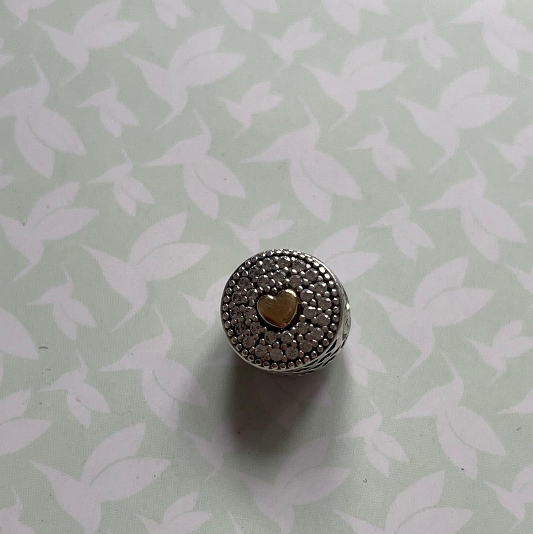 Genuine Pandora Essence Two Tone Heart Pave Affection Charm