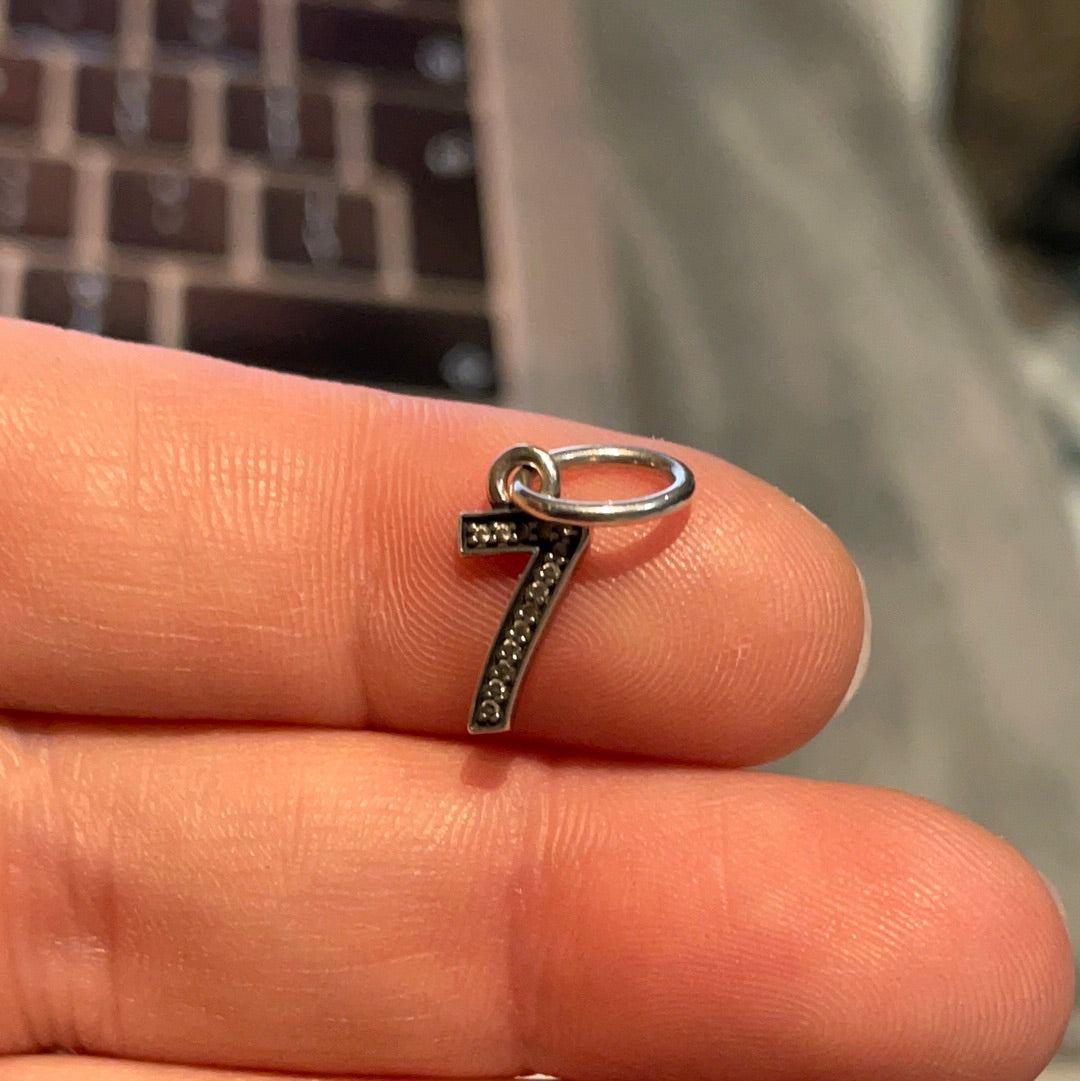 Genuine Pandora Number 7 Dangle Pave Charm