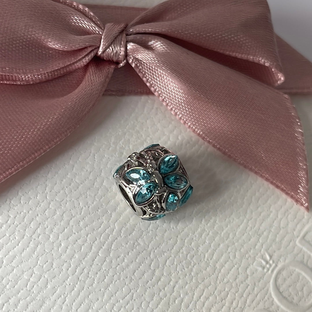 Sterling Silver Charm Dragonfly Blue Stone