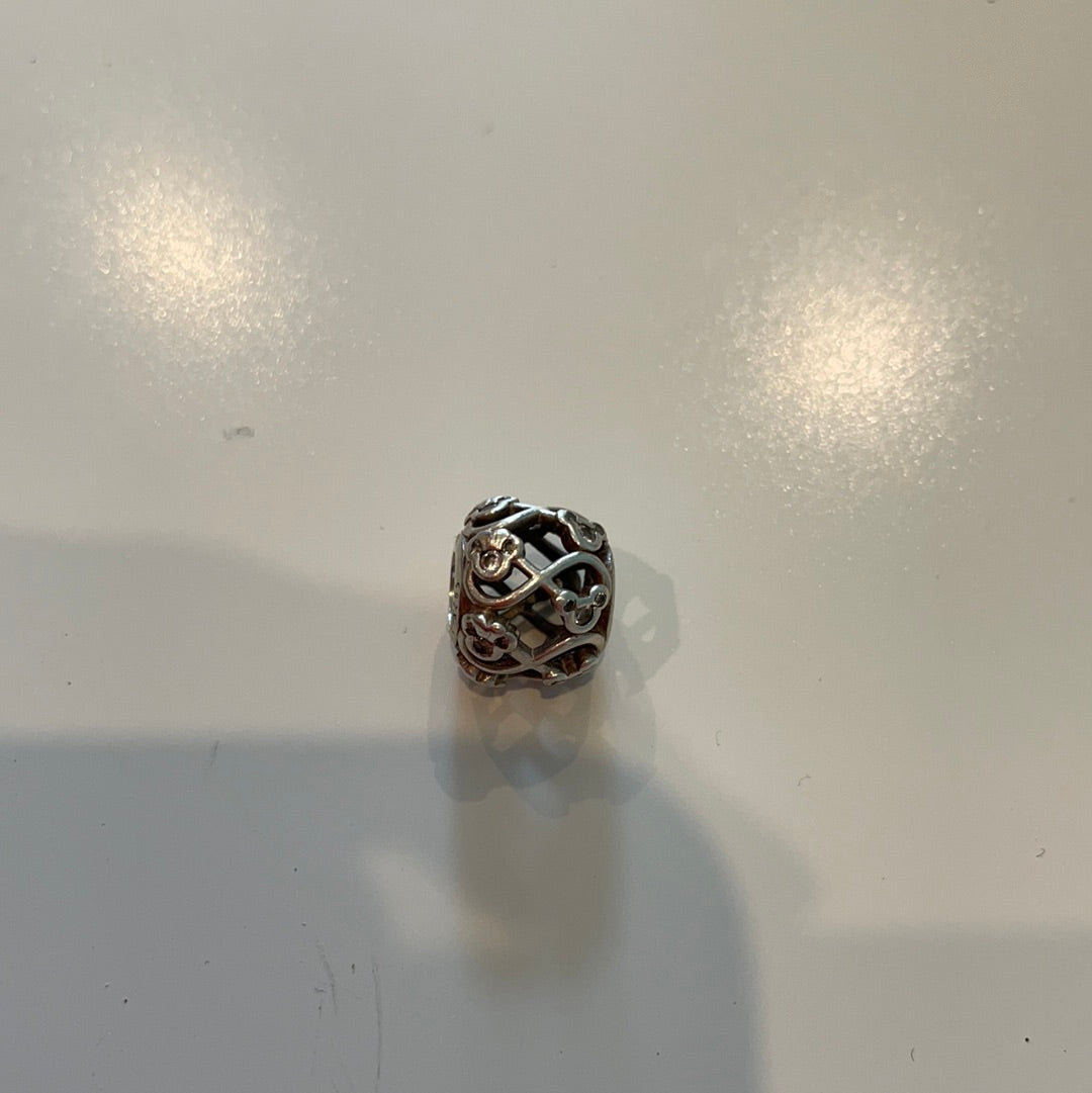 Genuine Pandora Disney Mickey Mouse Heads Clear Infinity CZ Openwork Charm