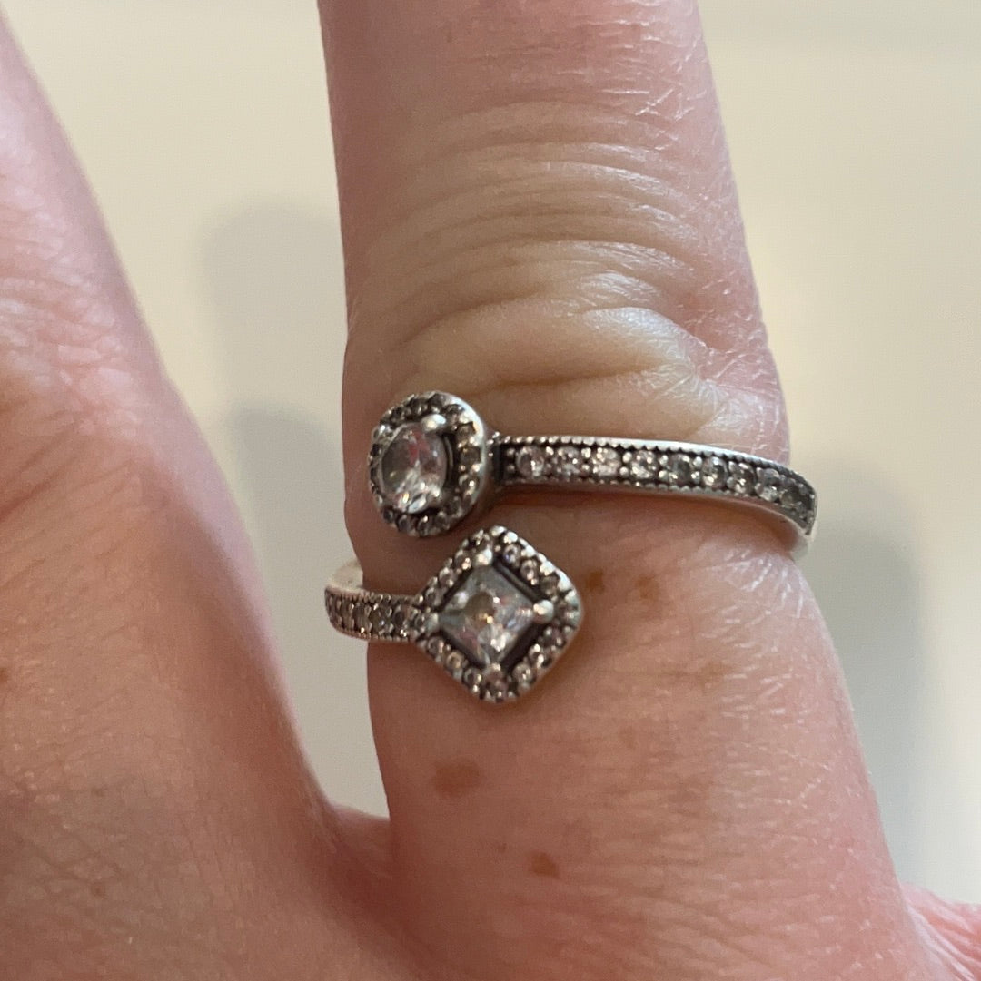 Genuine Pandora Double Open Diamond & Circle Sparkle Pave Ring Size 60