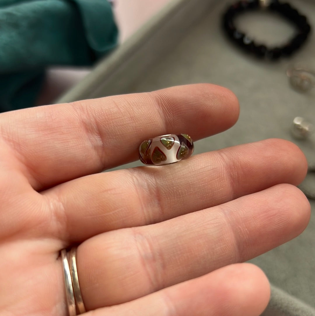 Genuine Trollbeads 2015 Valentines Collection Glitter Heart Murano Charm