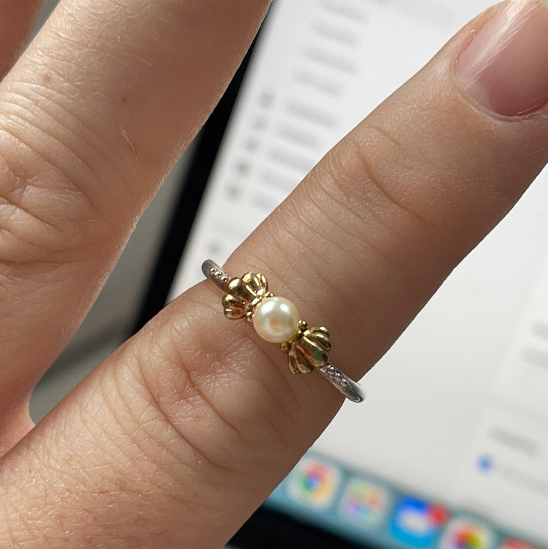 Genuine Chamilia Ariel Little Mermaid Two Tone Pearl Ring Size N/54