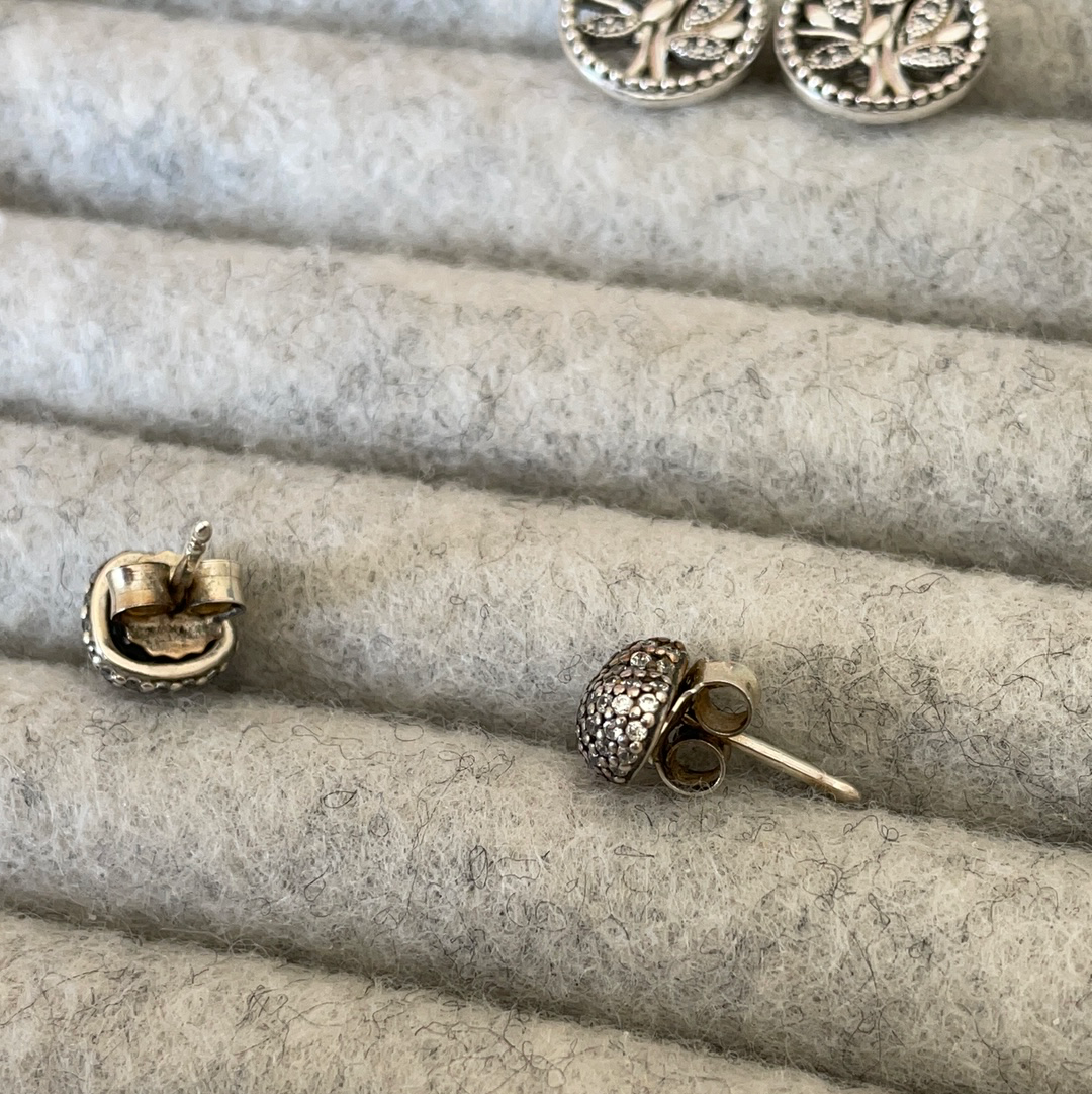 Genuine Pandora Pave Heart Earrings Studs