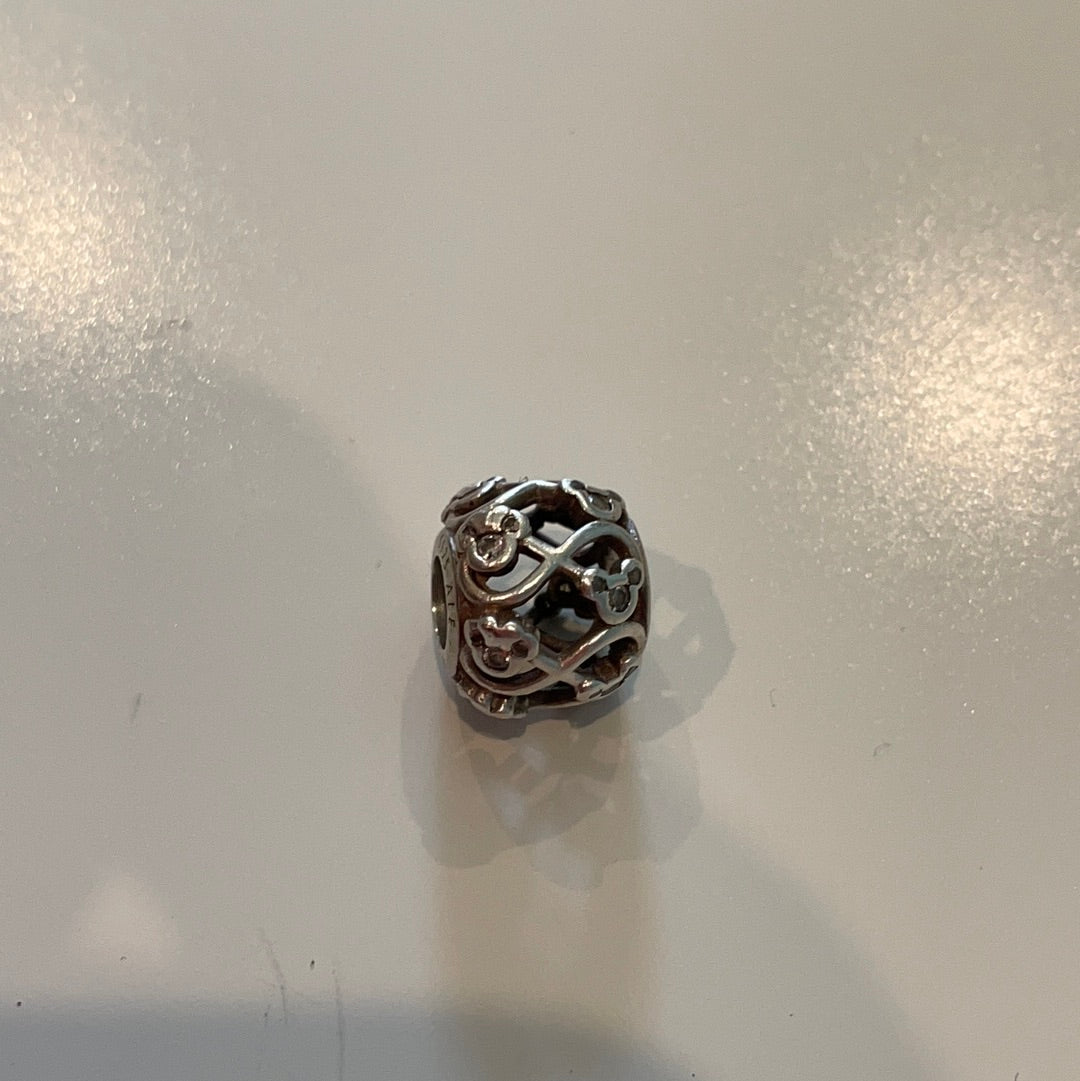 Genuine Pandora Disney Mickey Mouse Heads Clear Infinity CZ Openwork Charm