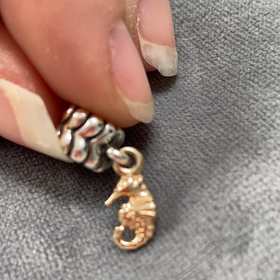 Genuine Pandora Two Tone RARE HTF Seahorse Dangle Charm