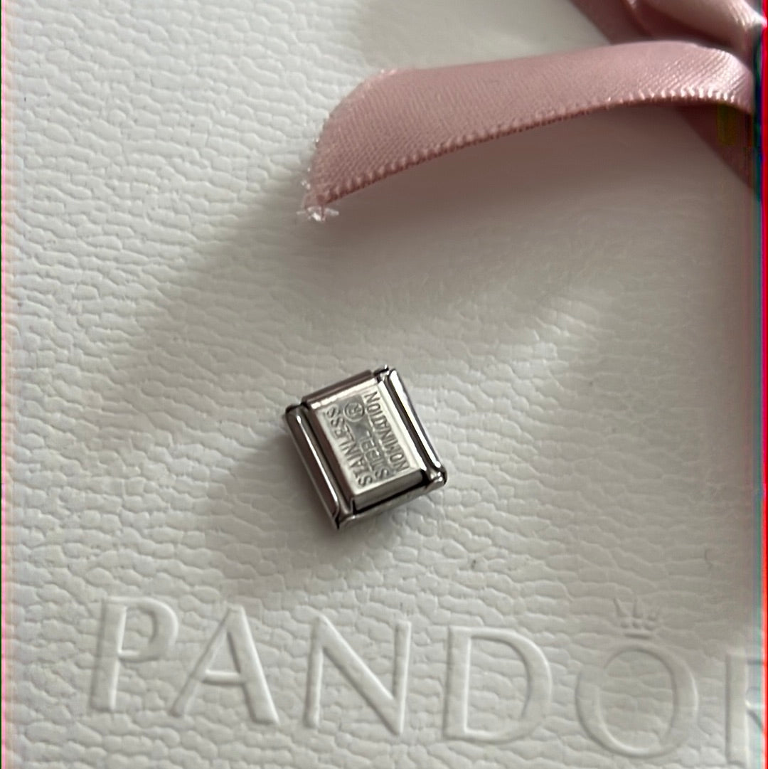 Genuine Nominations Silver Link Charm Pave Letter R
