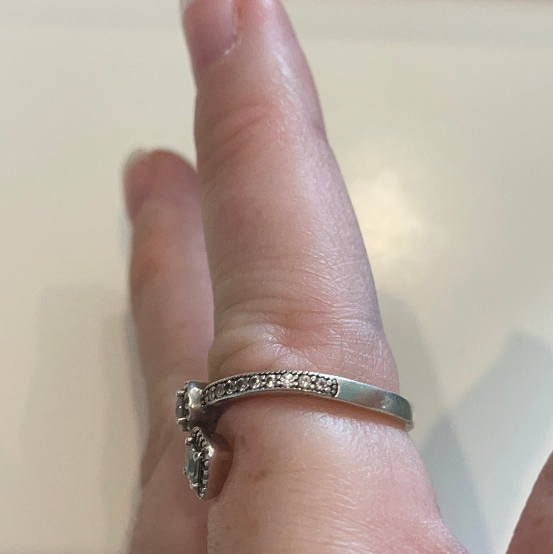Genuine Pandora Double Open Diamond & Circle Sparkle Pave Ring Size 60