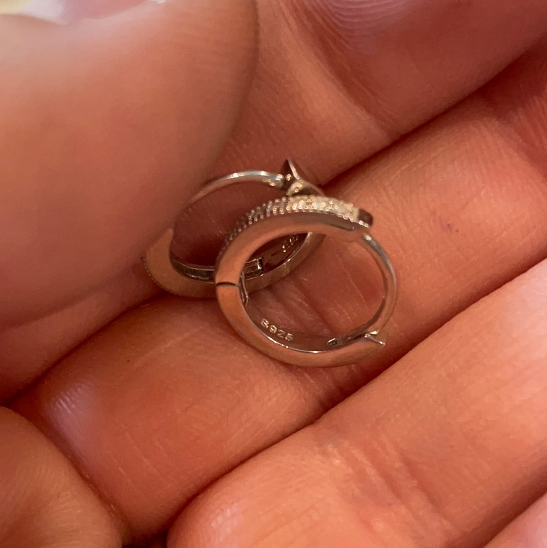 Brand New Sterling Silver CZ Small Hoops CZ Beautiful