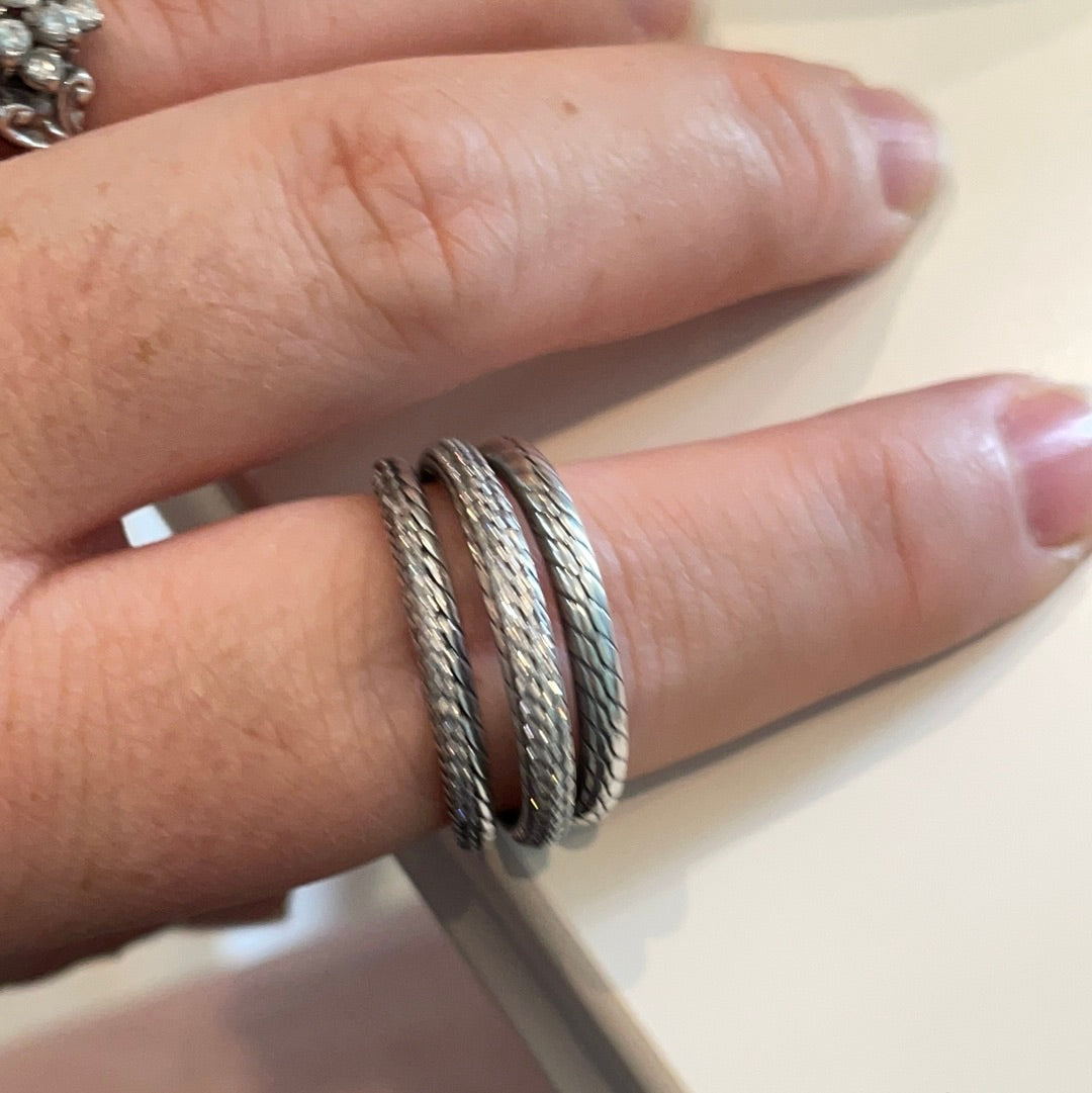 Genuine Pandora Pave Snake Chain Triple Ring Size 52