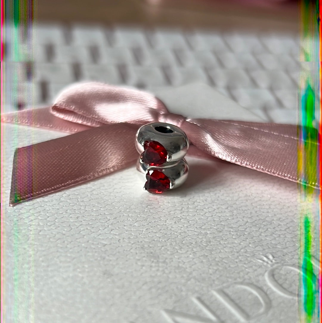 Genuine Pandora Red Heart Solitaire Clip x1