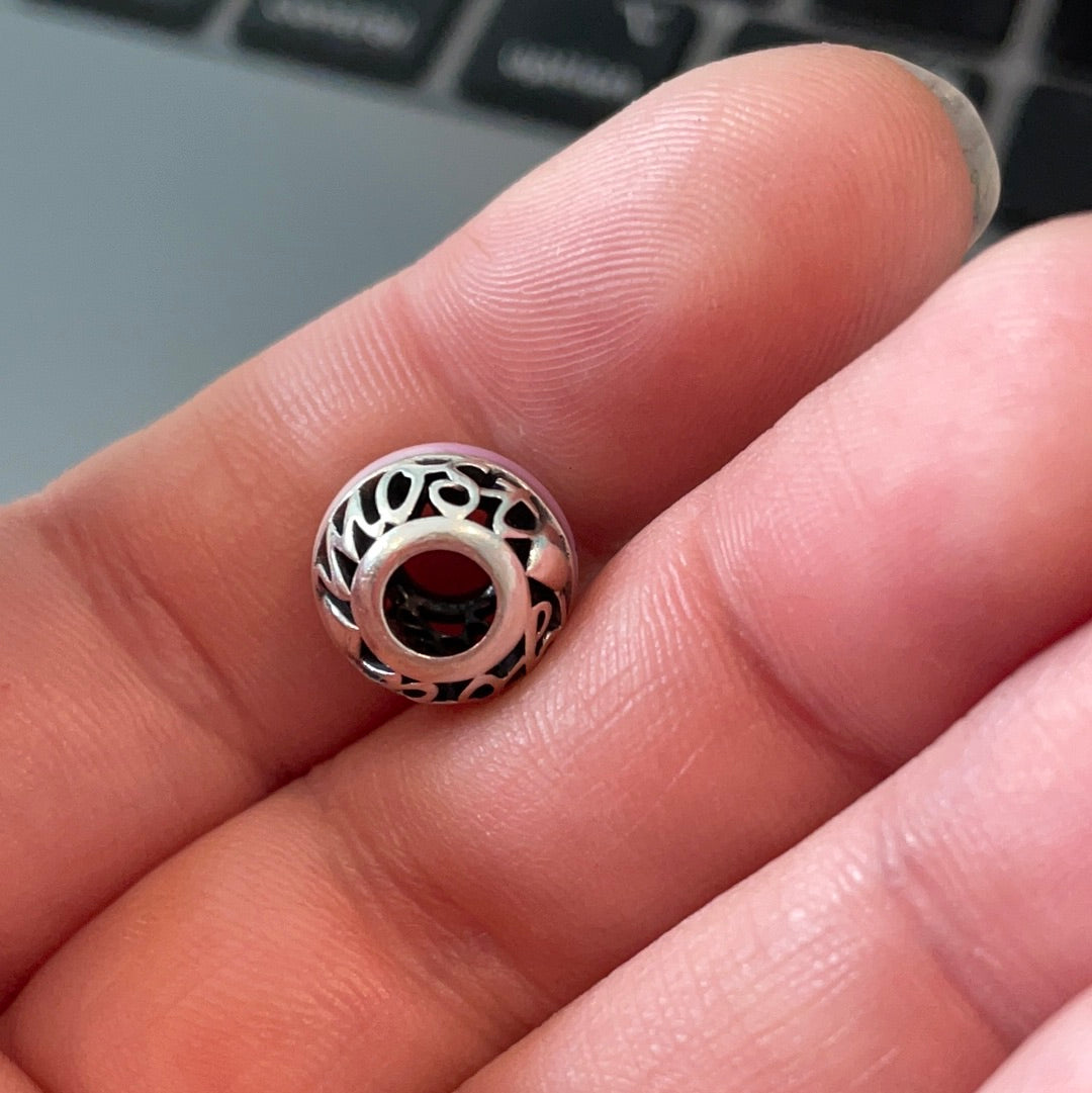 Genuine Pandora I Love You Most Purple Enamel Openwork Charm