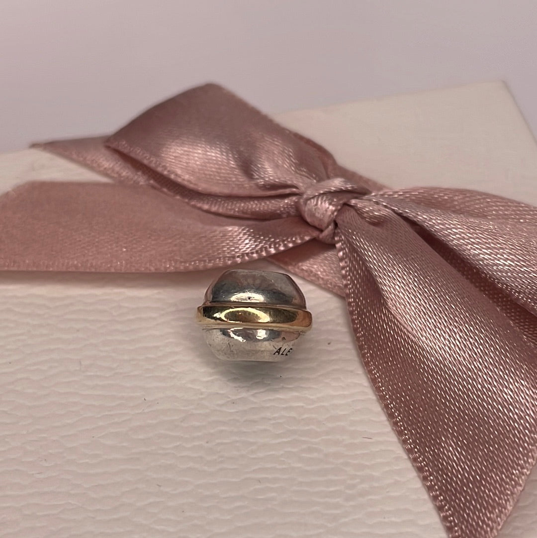 Genuine Pandora Two Tone RARE HTF Saturn Line Charm