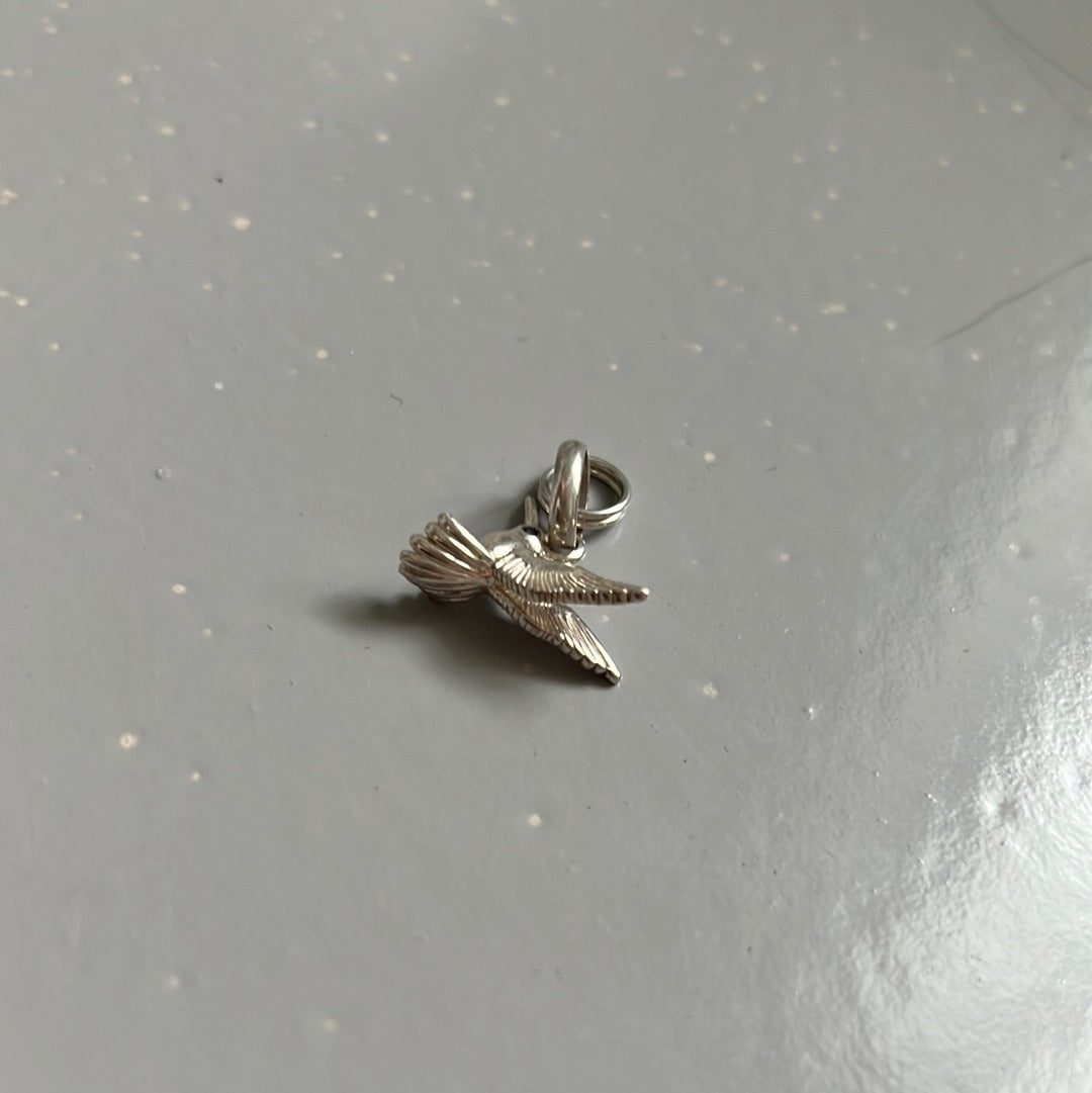 Genuine Links of London Sterling Silver Hummingbird Blue CZ Charm fits on Sweetie Bracelet
