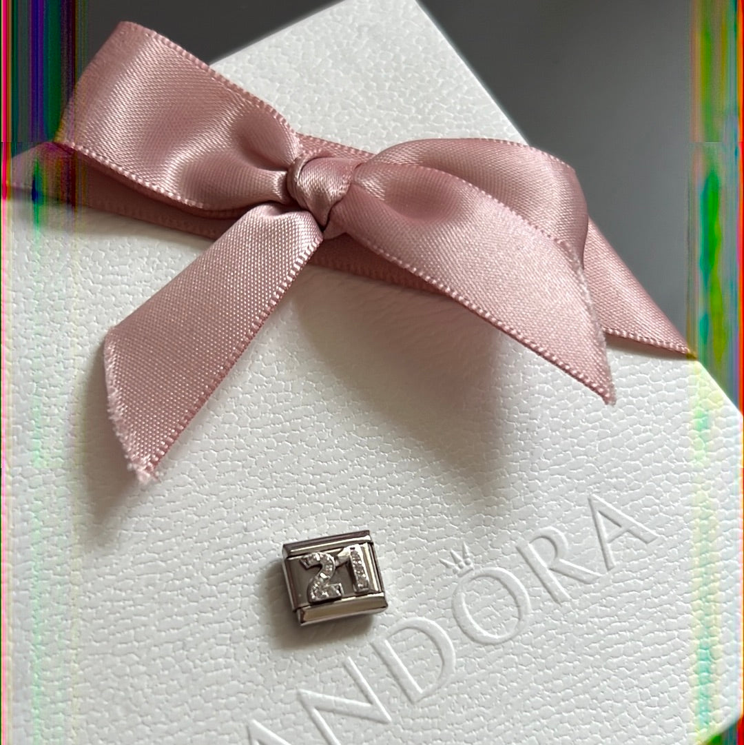 Genuine Nominations Silver Link Charm Pave 21st