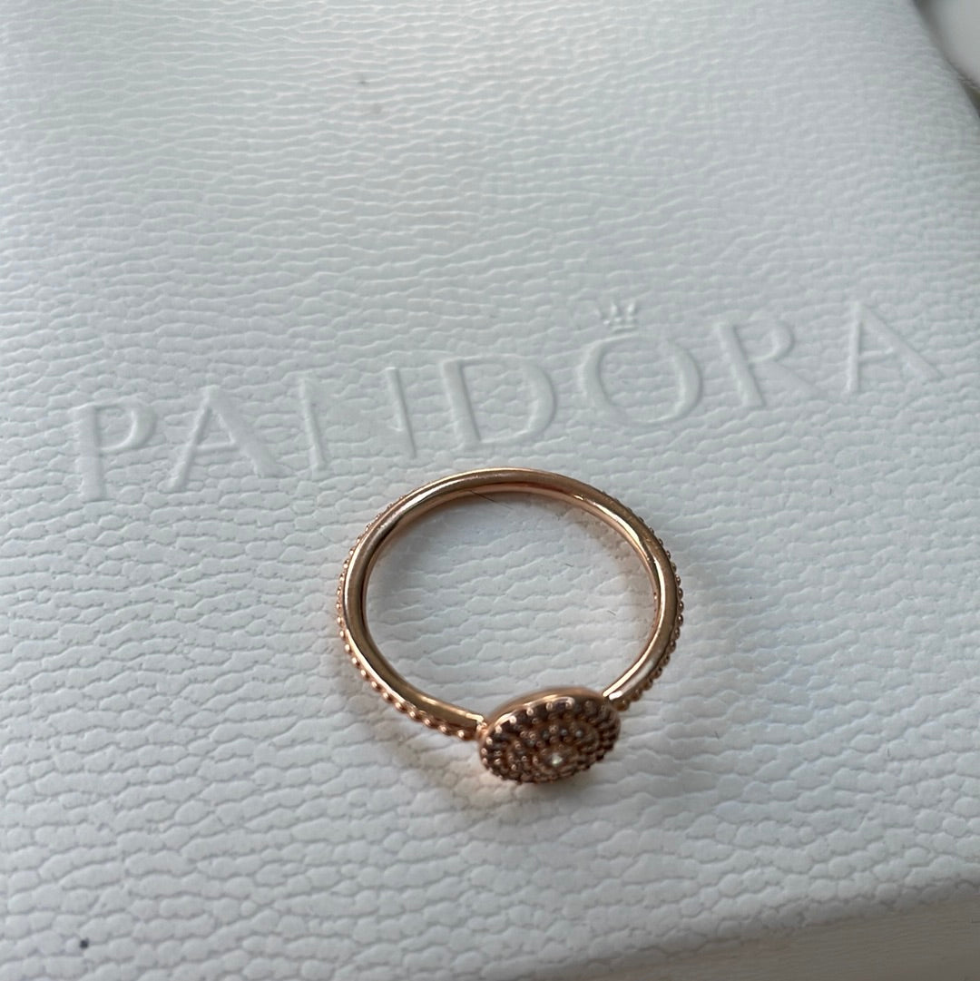 Genuine Pandora Rose Gold Pave Elegance Ring 54 Beautiful
