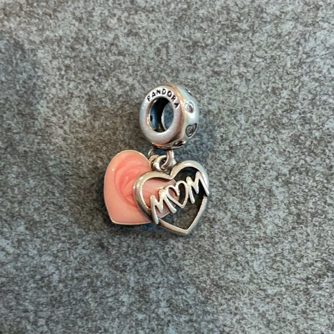 Genuine Pandora Mother Mum Mummy Mama Charm With Pink Enamel Dangle