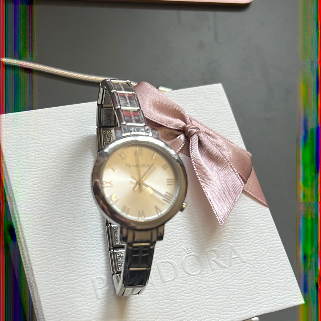 Genuine Nominations Silver Link Watch Adjustable