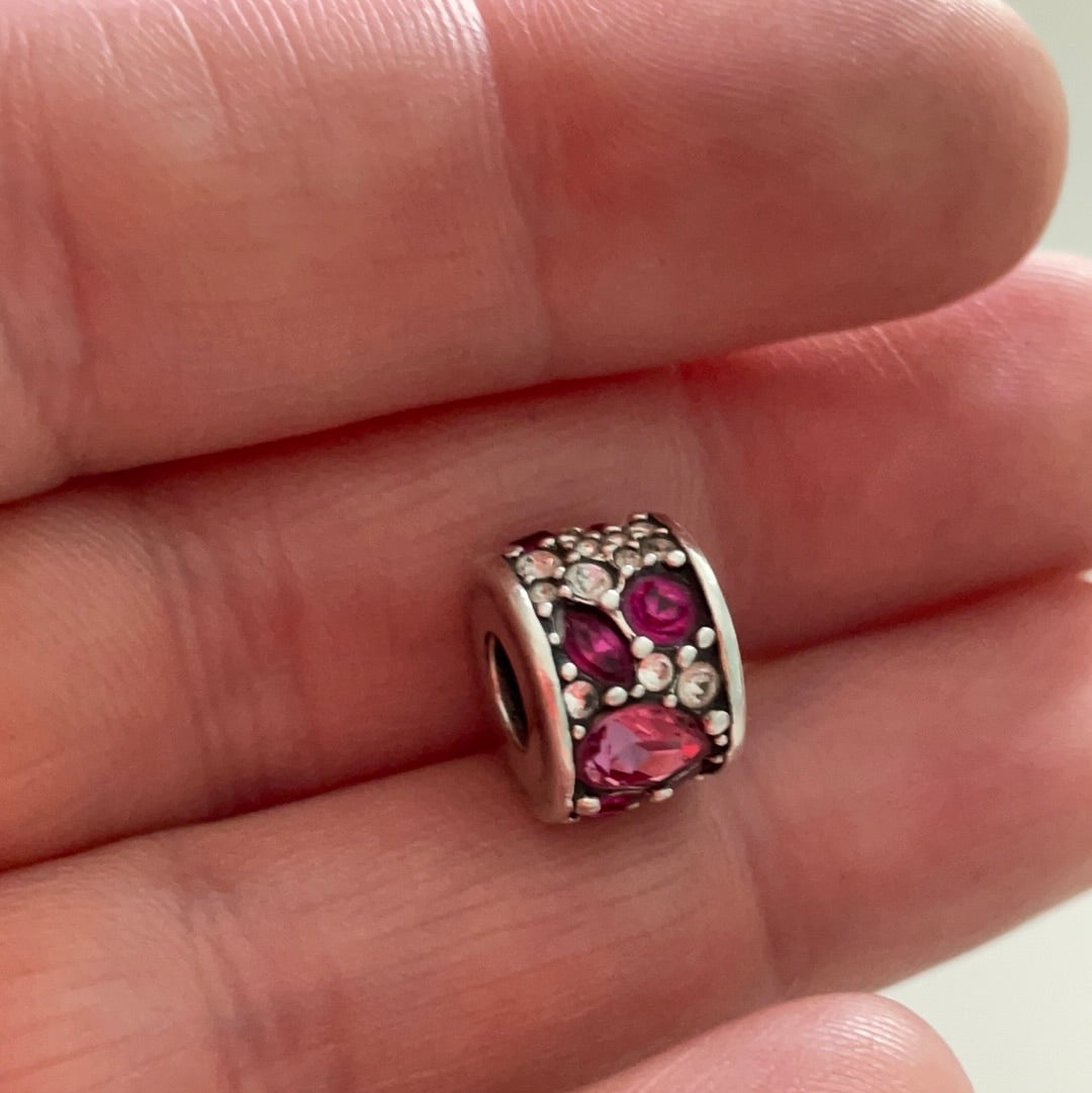 Genuine Chamilia Pink and Clear Large Stone Statement Abstract Charm