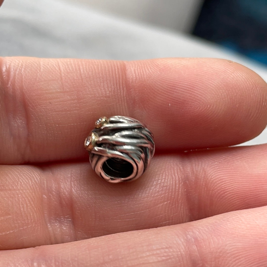 Genuine Pandora Two Tone VERY RARE Woven Together Diamond Charm
