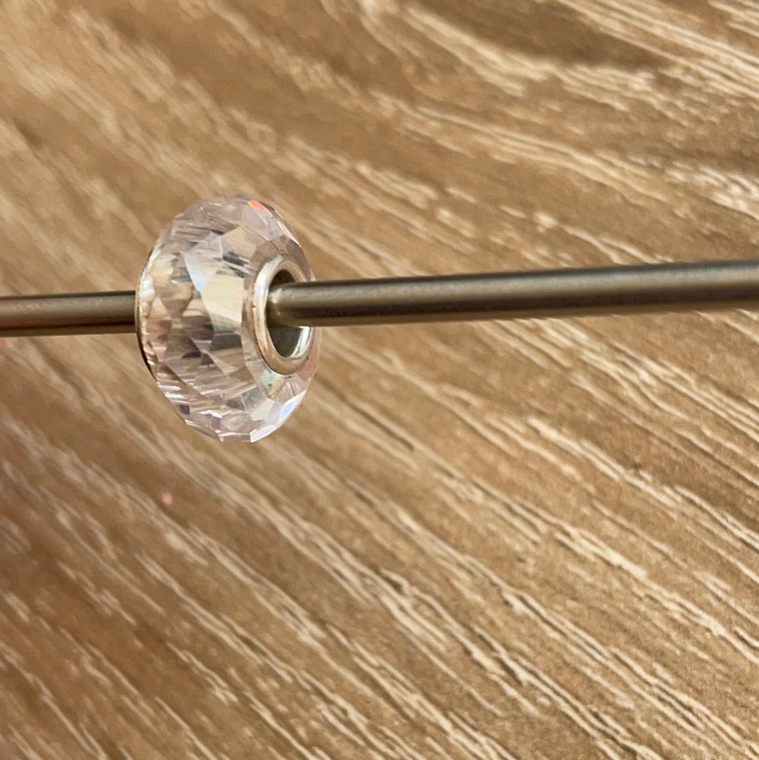 Genuine Chamilia Murano Clear Faceted Silver Charm