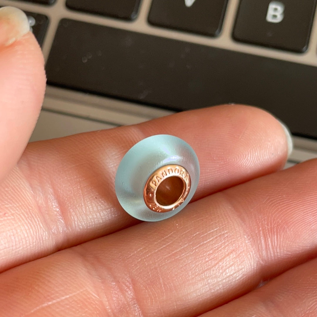 Genuine Pandora Rose Gold Small Matte Blue Murano Charm