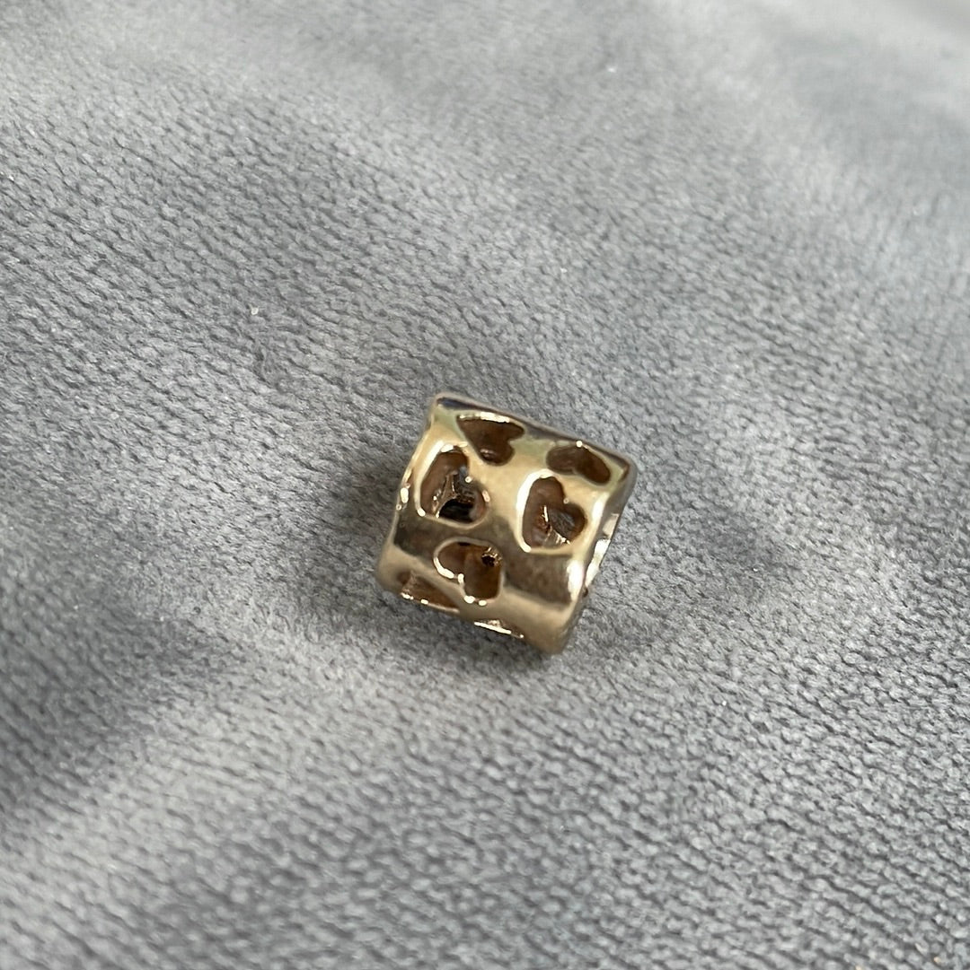 Genuine Pandora Solid 14ct Gold Tunnel Heart Openwork Charm HTF