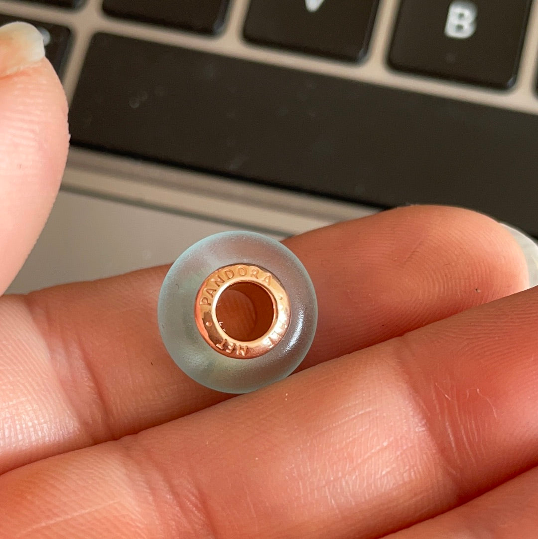 Genuine Pandora Rose Gold Small Matte Blue Murano Charm