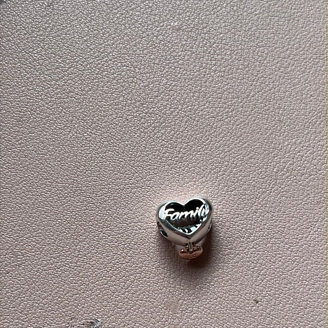 Genuine Pandora Rose Gold Dangle Heart Family Openwork Charm
