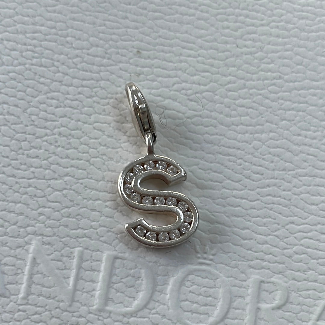 Thomas Sabo Sterling Silver Letter Pave S Initial Clip Charm