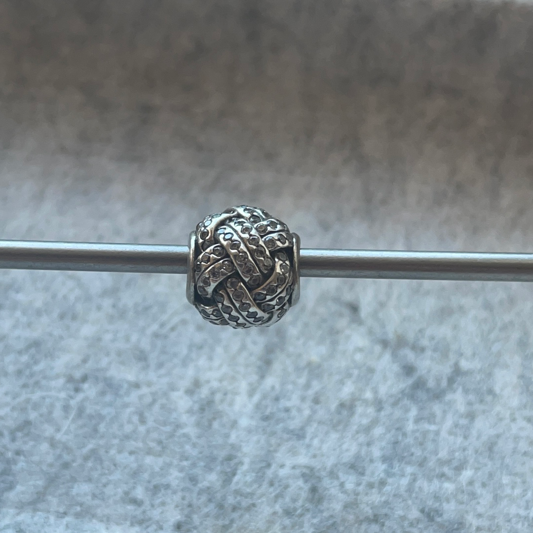 Genuine Pandora Pave Sparkling Basket Weave Knot Charm