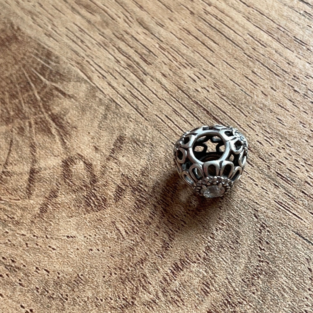 Genuine Pandora Floral Brilliance Openwork Sparkle Clear CZ Charm