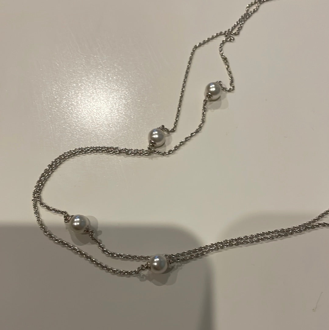 Genuine Pandora Rare HTF Luminous Freshwater Pearl Necklace Adjustable 50cm