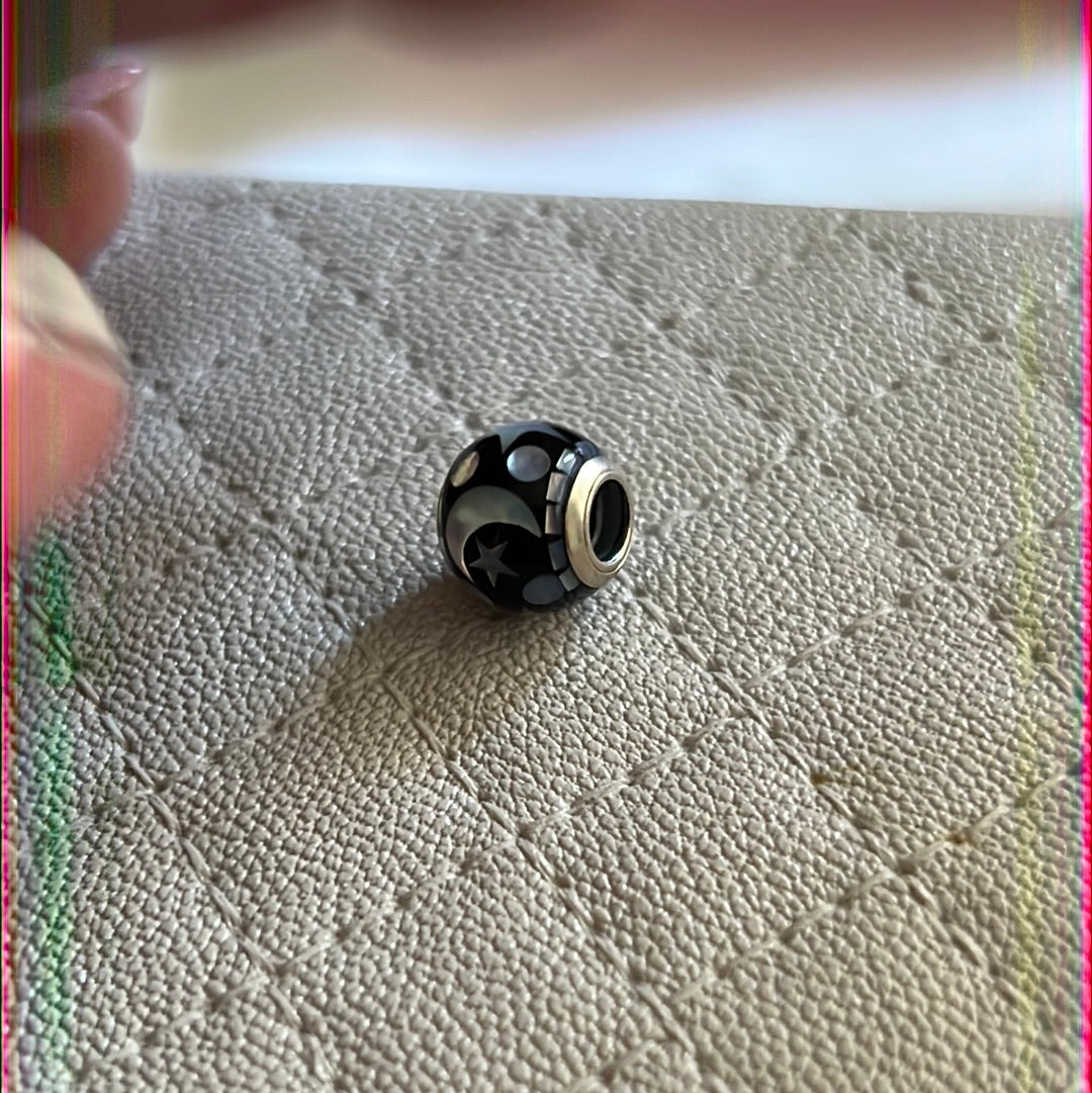 Genuine Pandora Mosaic Moon and Star Pearlescent Charm