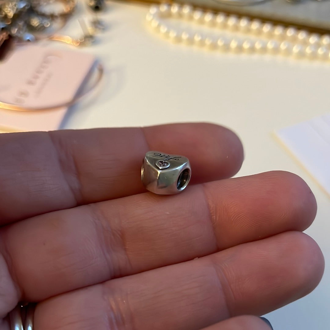 Genuine Pandora Heart With Stone Wife Charm