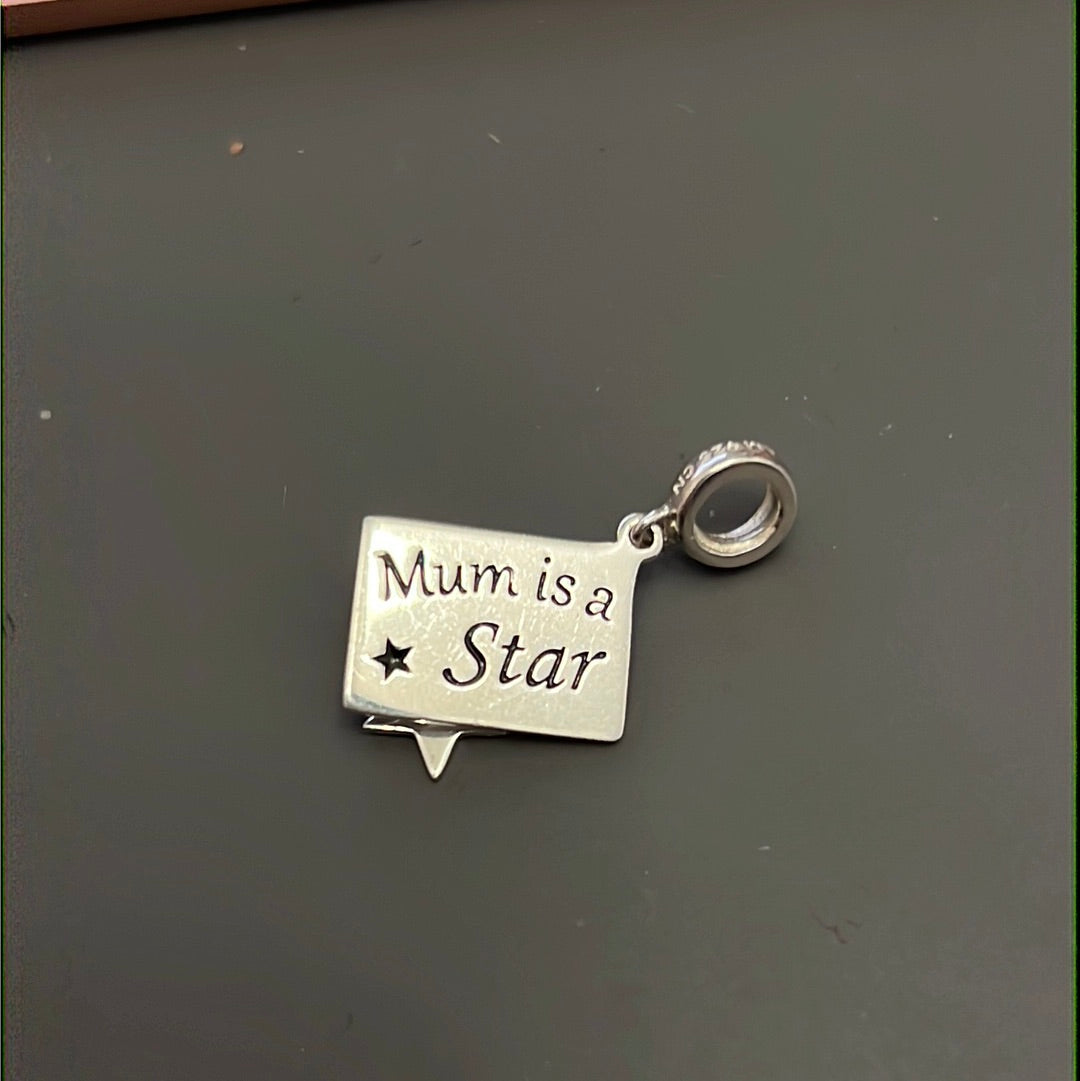 Genuine Chamilia Mum is a Star Dangle Charm