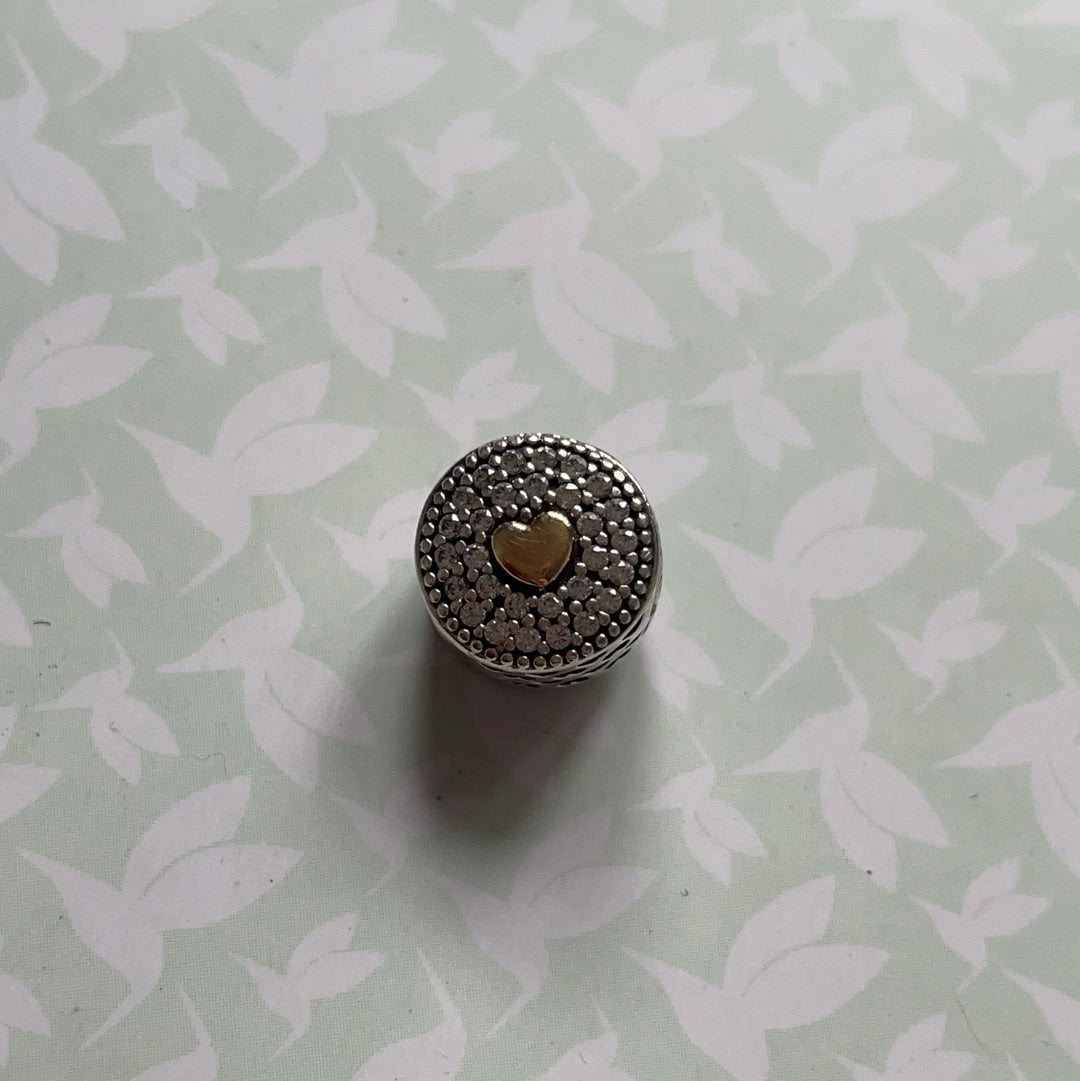 Genuine Pandora Essence Two Tone Heart Pave Affection Charm