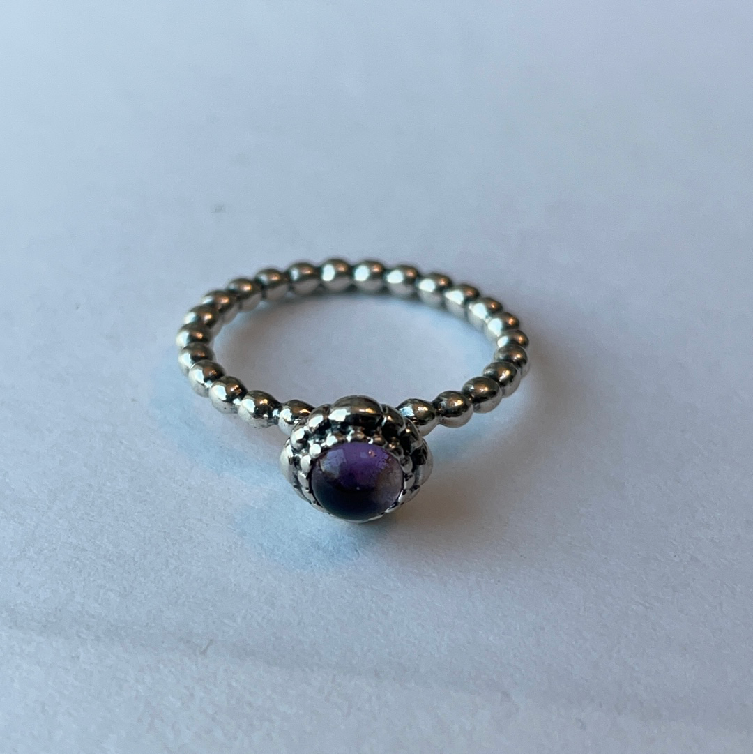 Genuine Pandora Amethyst February Birthstone Purple Rings Size 58