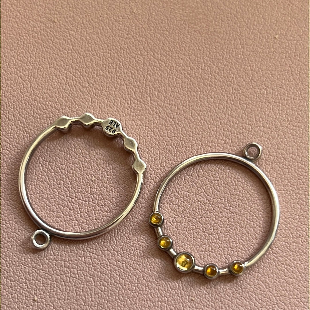 Genuine Pandora Yellow Citrine RARE HTF Compose Charms for Earrings