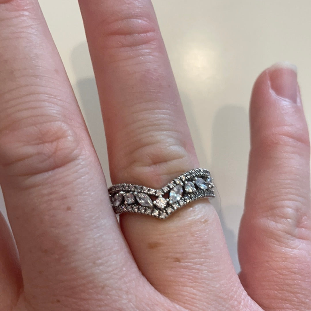 Genuine Pandora Double Wishbone Marquise Wishbone Ring Size 52