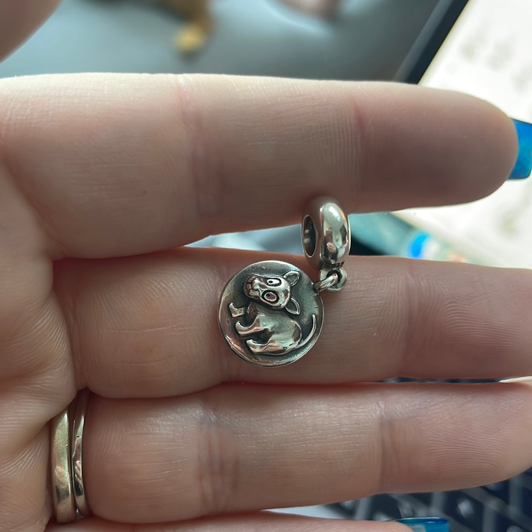 Genuine Pandora Rare HTF Dog Zodiac Charm Dangle