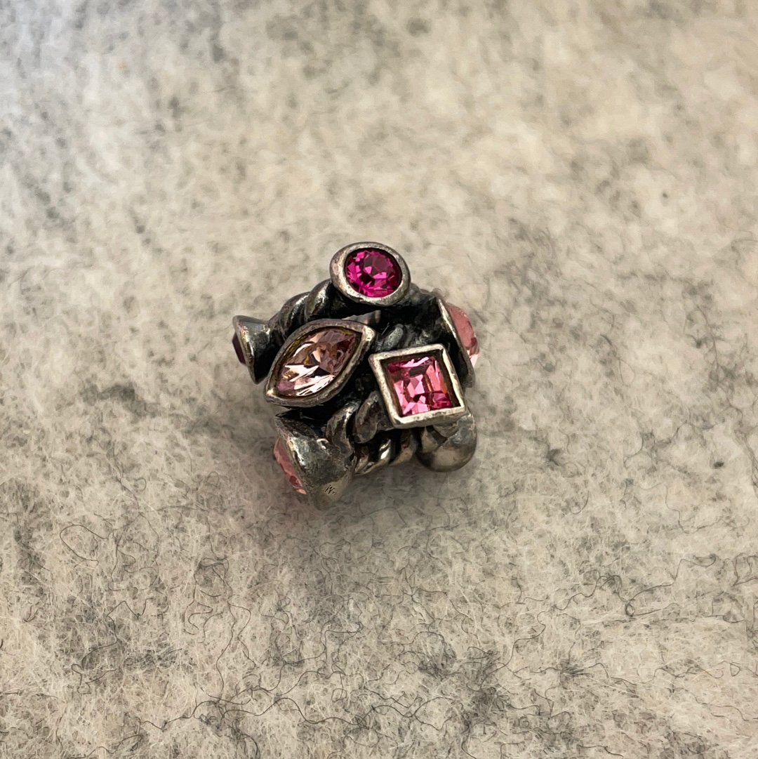 Genuine Chamilia Pink and Purple Large Stone Statement Swirl Abstract Charm