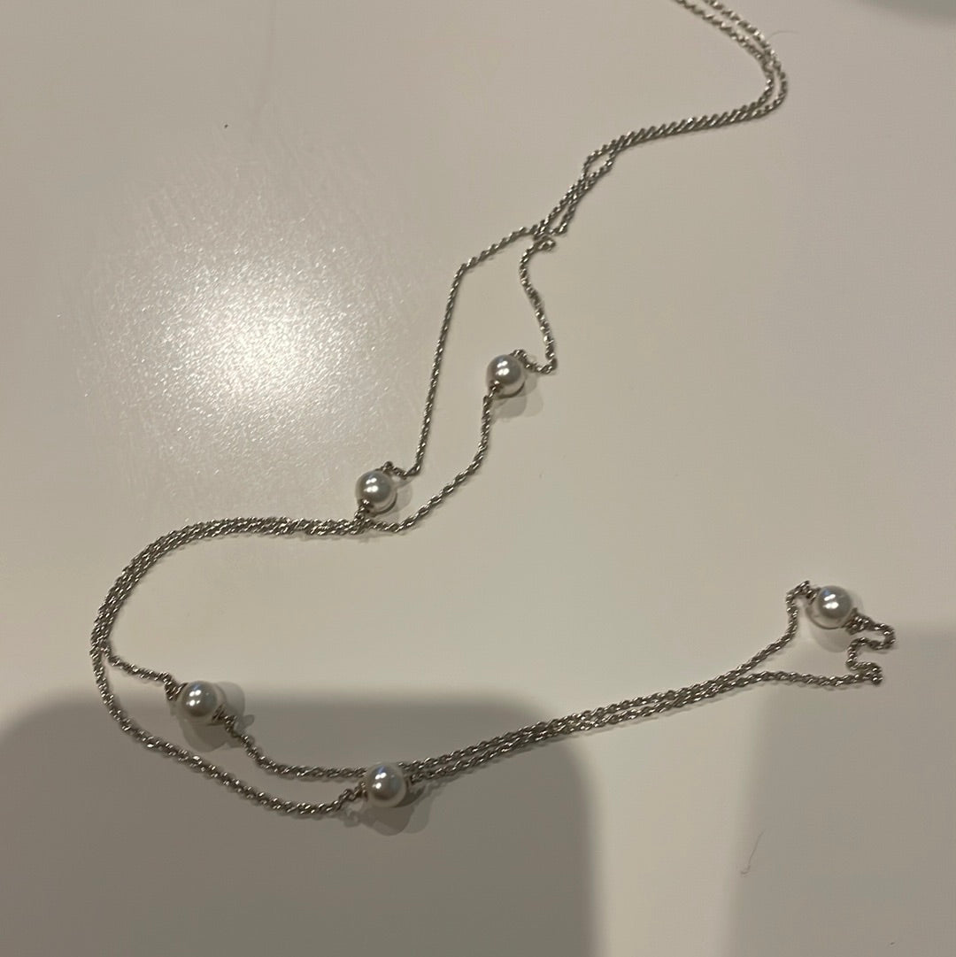 Genuine Pandora Rare HTF Luminous Freshwater Pearl Necklace Adjustable 50cm