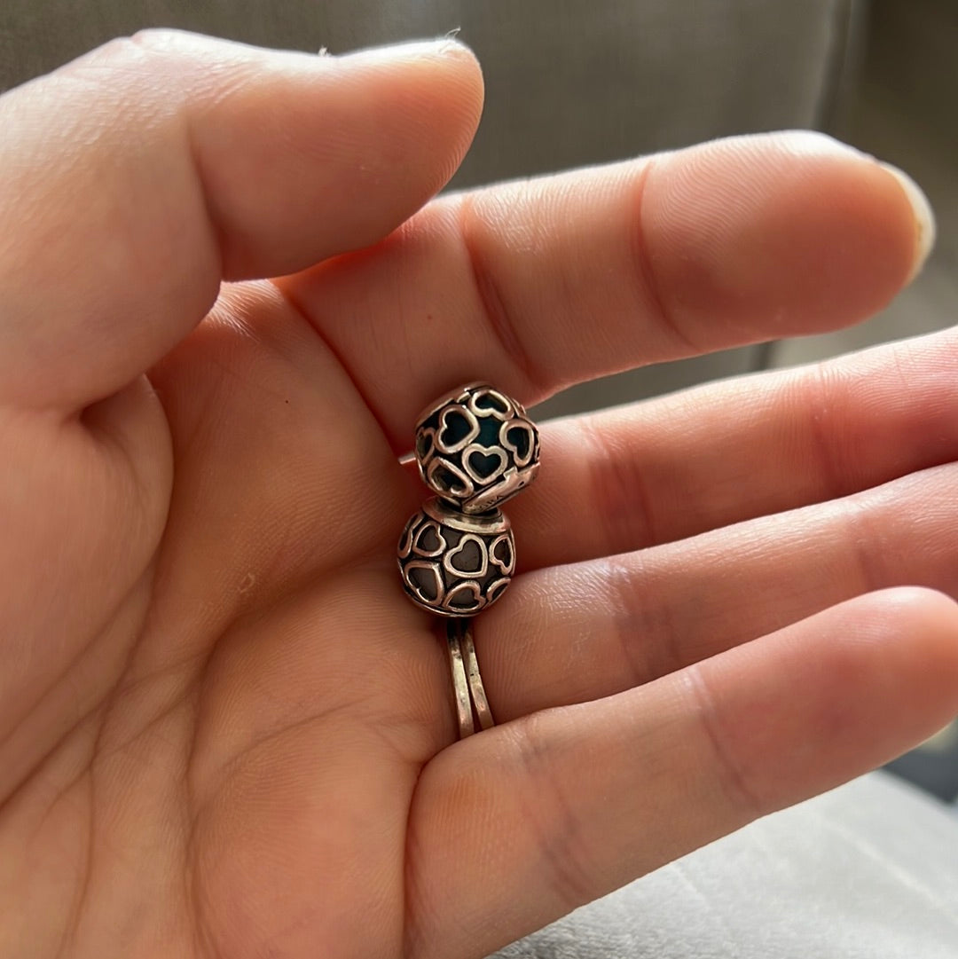 Unbranded Pair of Encased in Love Glass Silver Charm