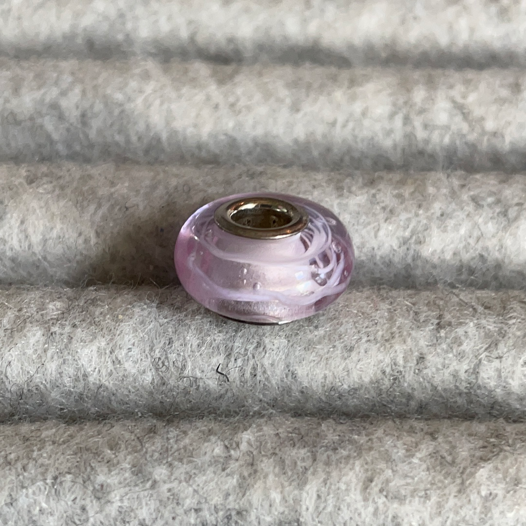 Genuine Chamilia Pink Line and Bubble Murano Charm